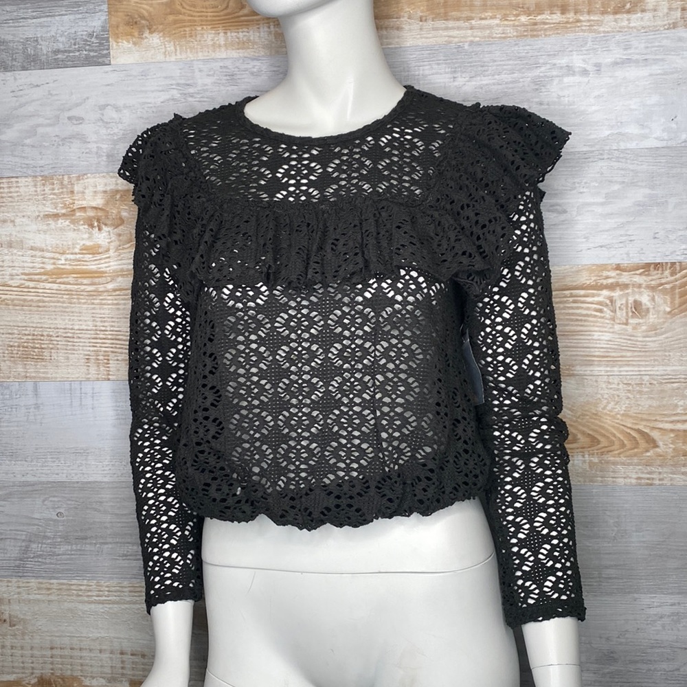 Free People Beach fewl the love embroidered top Black size XS